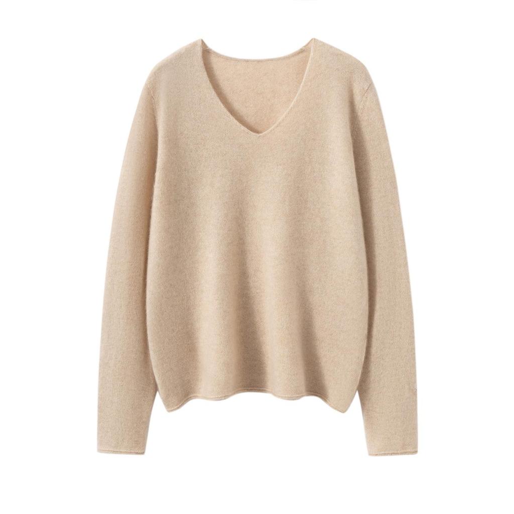 Women's 100% Pure Cashmere V-Neck Sweater - Autumn/Winter Knitwear Pullover