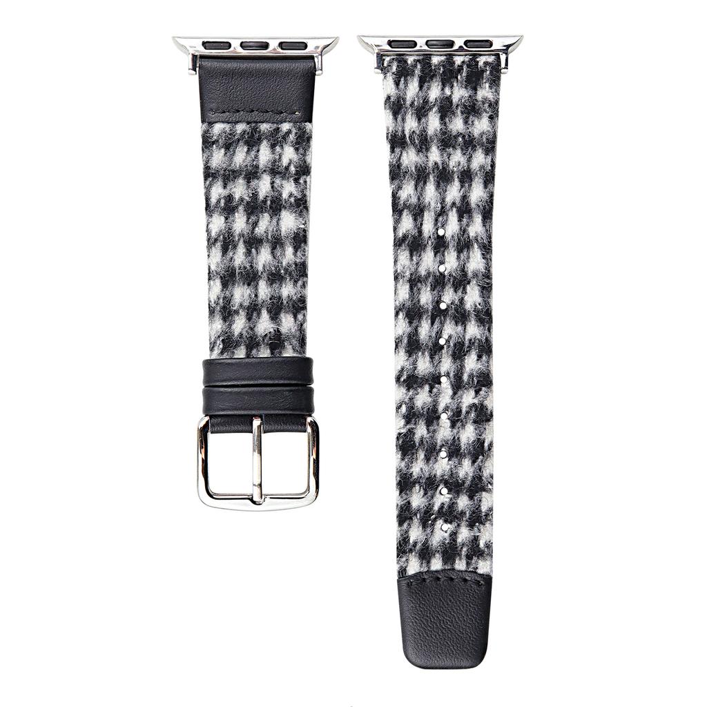 Woolen Fabric Leather Strap for Apple Watch Series 10 9 8 7 SE 6 5 4 3 2 1 42mm 41mm 40mm 38mm Watch Band