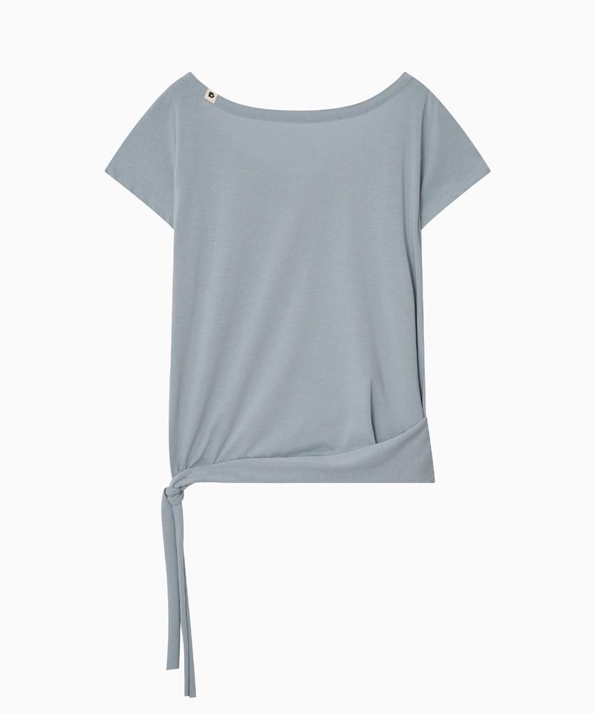 Ohesio One-Shoulder Wrap T-Shirt, Gray