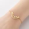 Adjustable Stainless Steel Moon & Star Pendant Bracelet - Bohemian Fashion Jewelry, Perfect Birthday Gift