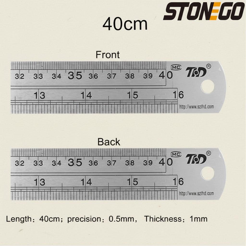 Stainless Steel Ruler Set 6 8 12 16 20 Inch Metal Rulers High Precision Double-Sided Graduation Scale Office Drawing Tools