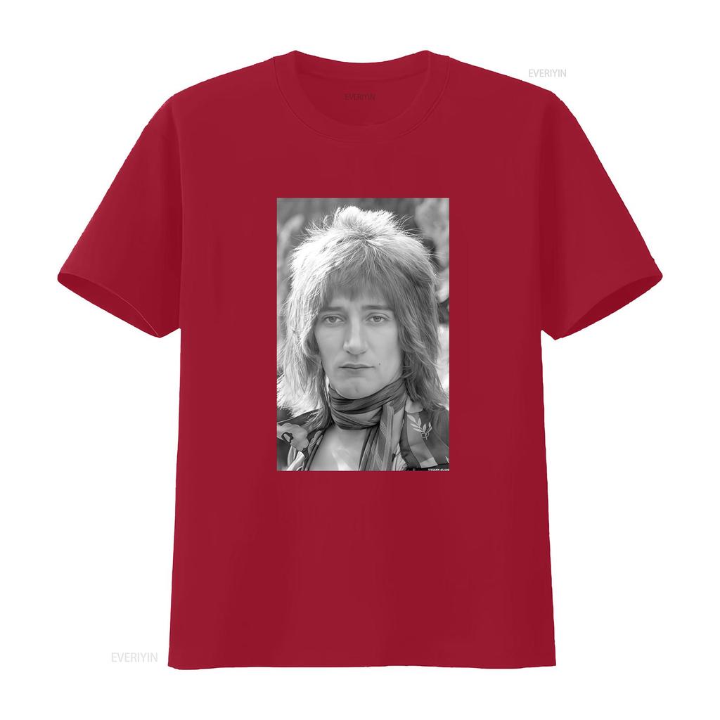 Rod Stewart Singer Of Faces Portrait By Allan Ballard T Shirt Vintage Washed Graphic Fashion Unisex Versatile Slightly Stylish