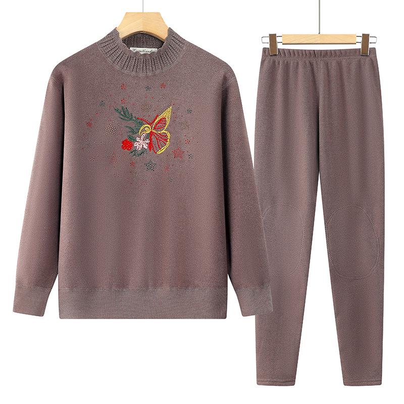Women's Thermal Underwear Set for Autumn/Winter - Plus Velvet, Thickened for Middle-aged and Elderly Women