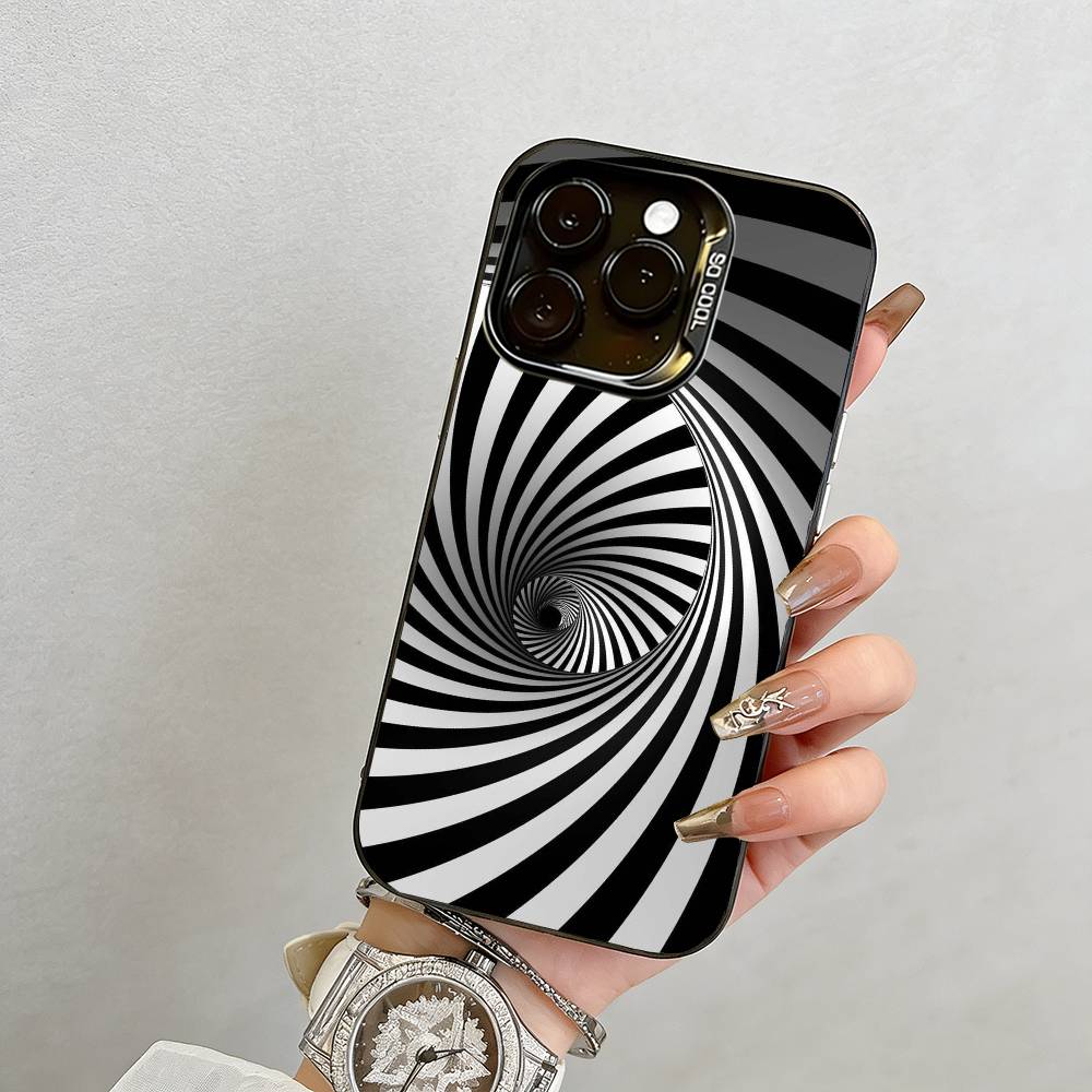 dizziness Phone Case For iPhone 17,16,15,14,13,12,11 Plus,Pro Max,XS,Colored Silver Plated Inside Cover