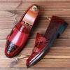 New Men Crocodile Pattern Dress Patent Leather Loafers Luxury Wedding Monk Strap Shoes Italian Style Homecoming Prom Footwear