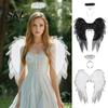 Multi-layer Organza Wings Angel Feather Wing for Women Girls, Soft Costume Accessory Outdoor Cosplay with Headband Photo Booth, Halloween Party, Stage