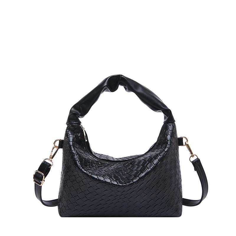 

Стильная сумка для поездок на работу, модная женская плетеная ручная квадратная сумка для зимних трендов чёрный