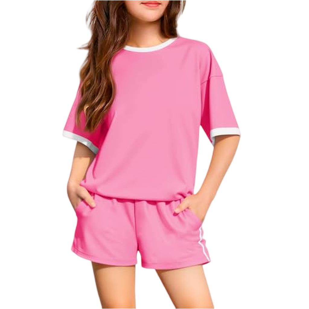 Kid Patriotic Outfit - Short Sleeve & Shorts 2-Piece Set For Girl