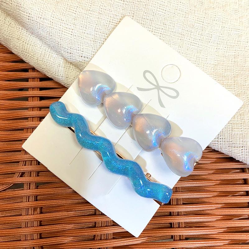 

1 шт. Модные дофаминовые геометрические заколки-клипсы для волос в форме волны и сердца для женщин, девушек, для вечеринок, аксессуары для волос