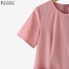 ZANZEA Women Casual Round Neck Short Sleeve Summer Elegant Dress