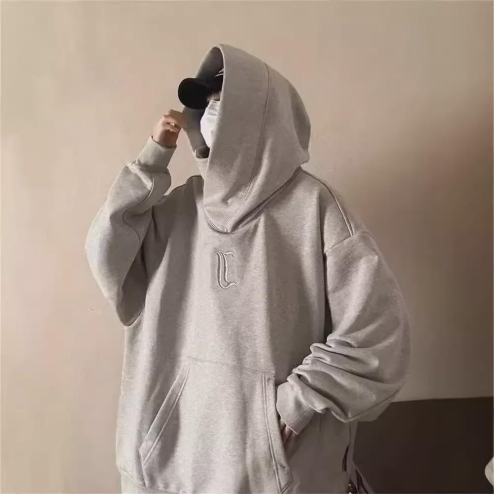 Men's High Collar Hooded Sweatshirt - Autumn/Winter Trendy Loose Fit for Couples