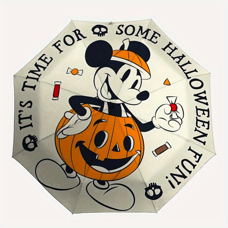 1pc Halloween Mouse Pumpkin Durable Cartoon Folding Umbrella, Portable 3-Fold Compact Umbrella for Men and Women, Suitable for Travel or Dai