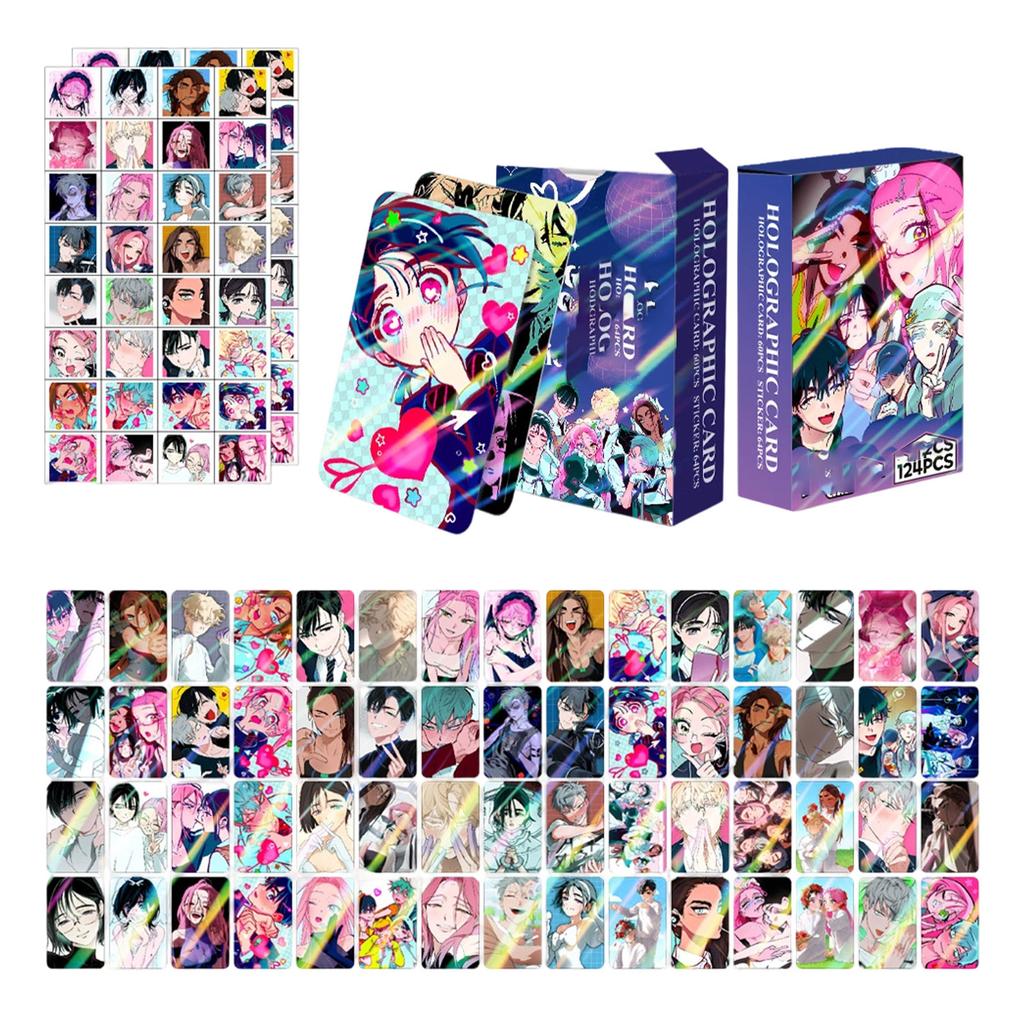 Double-sided 60-slot LOMO Cards + 64 Stickers, Anime Merchandise, Photo Cards, Collectible Cards.