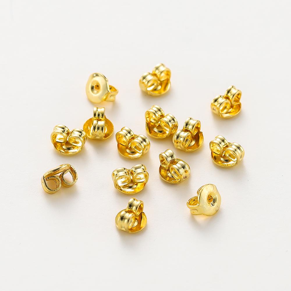 

50pcs/lot 14k 18K Gold Earing Back Stoppers Earing Plug Studs Base Setting For DIY Fashion Jewelry Making Accessories Supplies 5mm Hole0.8mm