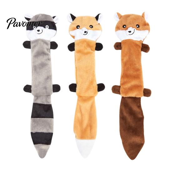 Durable Toys for Chewing Crinkle Animal Dog Toy, Plush Squeaky Chew Fox Raccoon Interactive Pets Squirrel Puppy Teething Toy Small Medium And