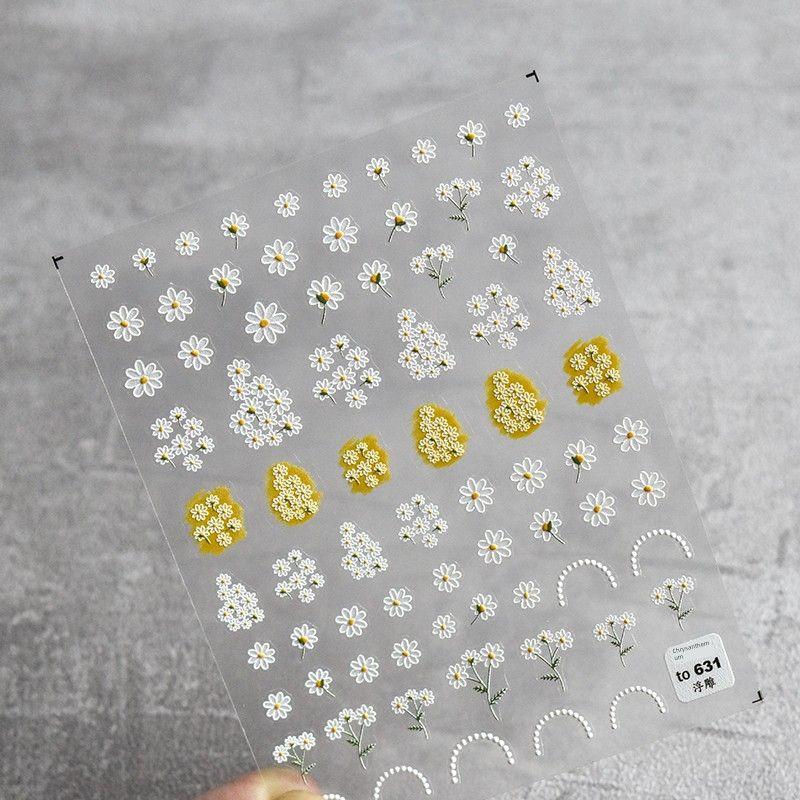 

Ono Chrysanthemum Nail Stickers Tomoni Embossed Back Glue Hot Season Cute Little Yellow Flower Japanese Style 5D Nail Decals Chrysanthemum 631((Relief))