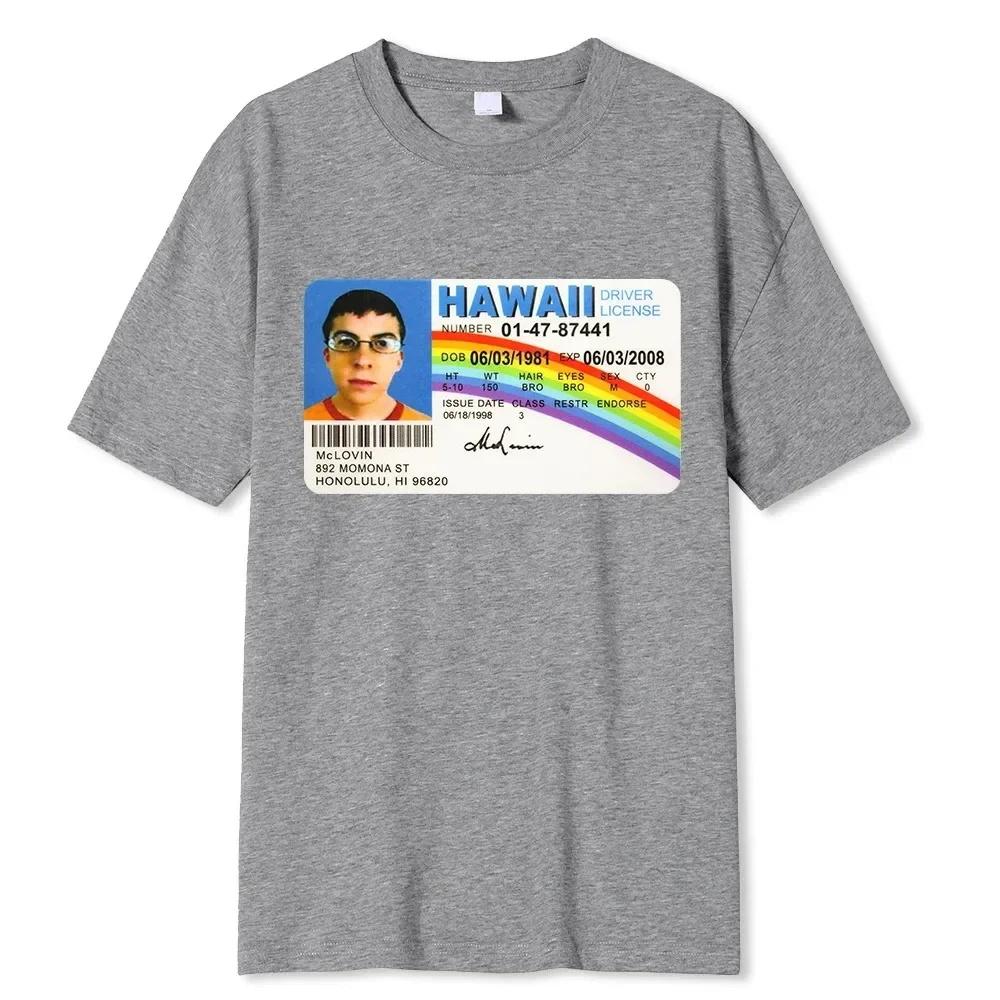 Summer Funny Mens T-shirt Mclovin Id Card Superbad Geek Printed Tshirt Fashion Street Short Sleeve Tops Cotton Oversized Tees S