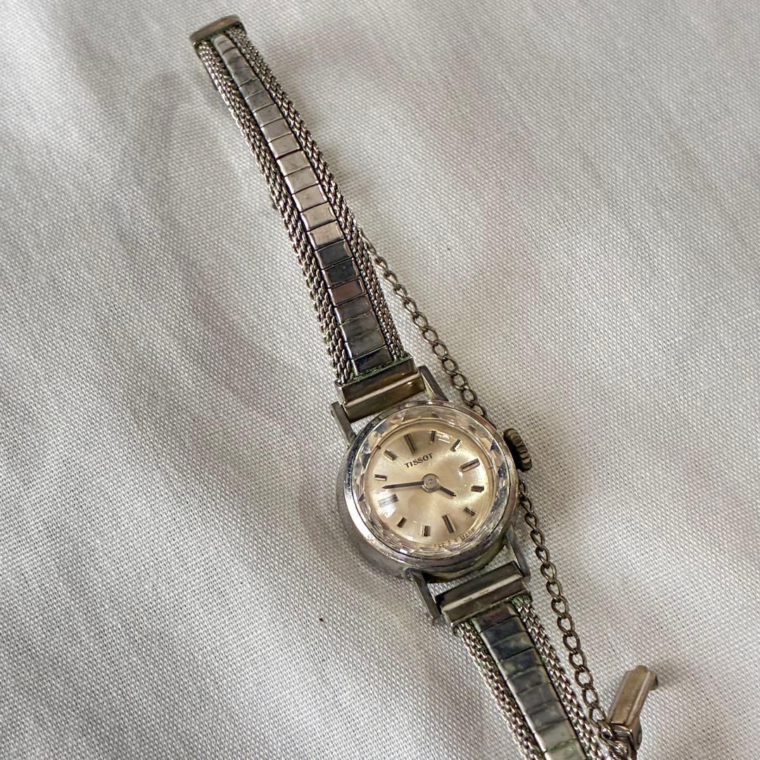 Used Rare TISSOT hand-wound watch small dress watch vintage cut glass