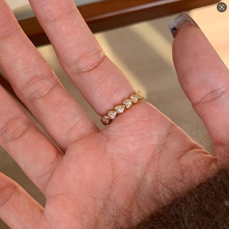 Women Elegant Sweet Zircon Heart Ring, Minimalist Versatile High-end Index Finger Jewelry