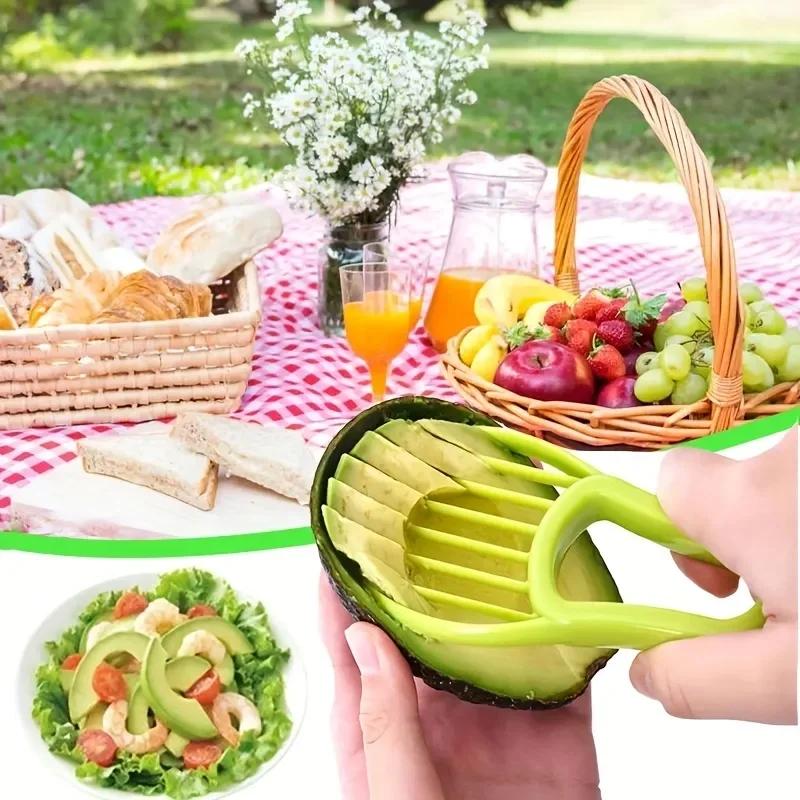 3 In 1 Avocado Slicer Shea Corer Butter Fruit Peeler Cutter Pulp Separator Plastic Knife Kitchen Vegetable Tools Kitchen Gadgets