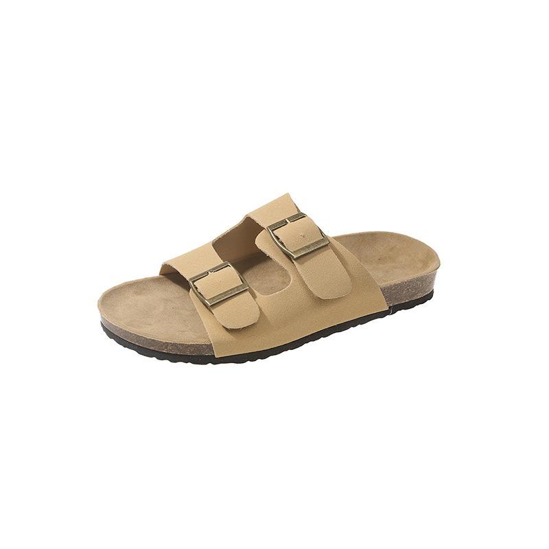 

Thick-soled 2 summer outer slippers women s matte cork Boken sandals non-slip one-word drag tide 43