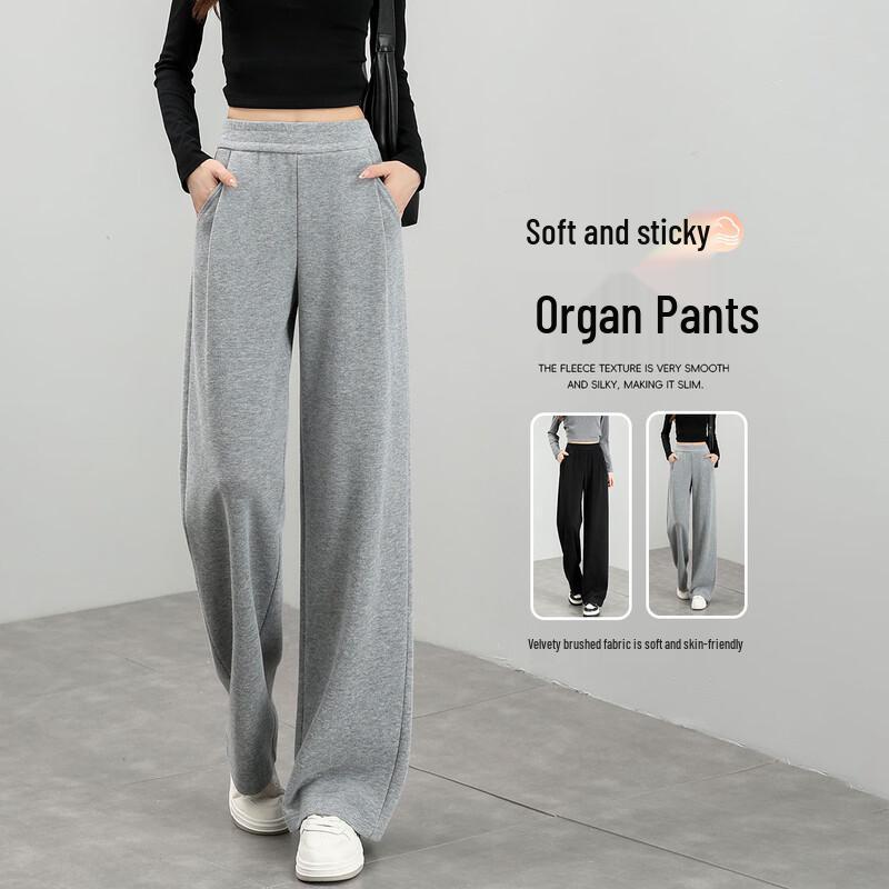 

Handu Yishe Women s Plush High-Waist Wide-Leg Accordion Pants S