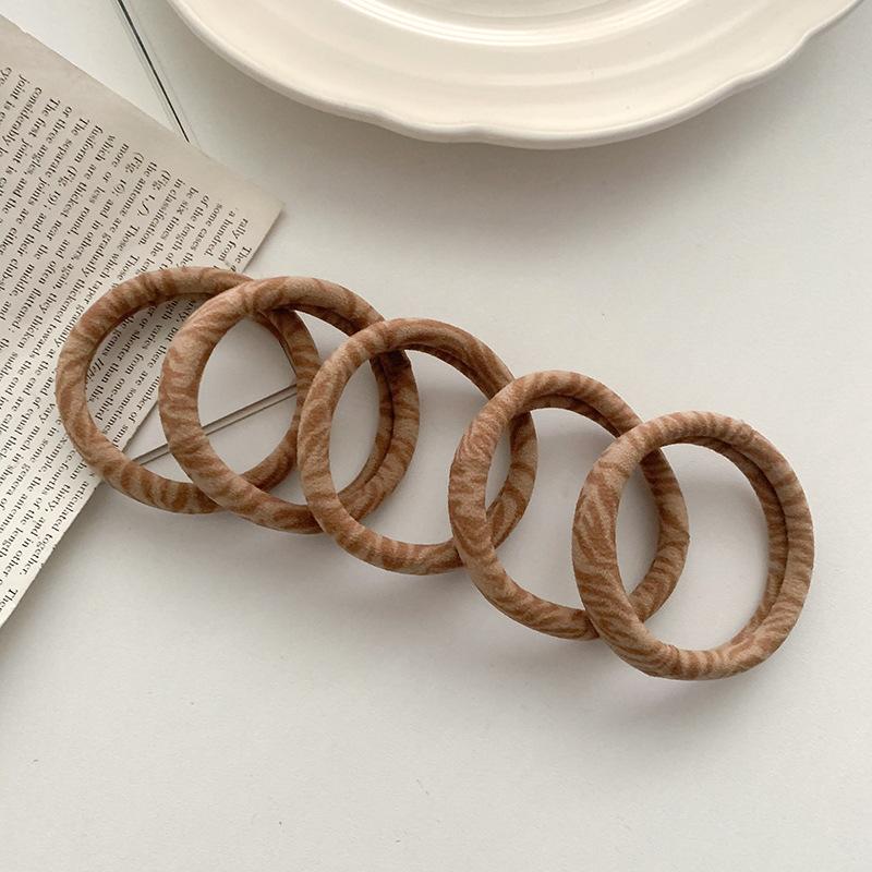 5PC/Set High Elastic Leopard Rubber Band Ponytail Tie Hair Rope for Women Simple Nylon Hair Ring Head Rope Hair Accessories