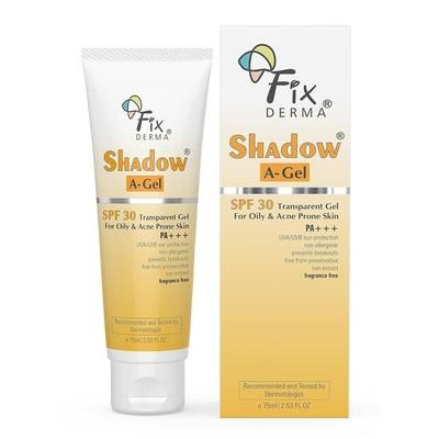 FIXDERMA Shadow Sunscreen Spf 50+ Pa+++ Gel| Broad Spectrum Sunscreen For Uva , (Shadow A-Gel Spf 30, 75 G (Pack Of 1)), All