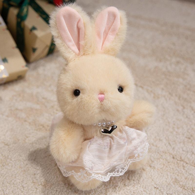 Cute Sitting Position Little Rabbit Plush Toy Floral Skirt Rabbit Doll Grab Machine Doll Girl Birthday Gift