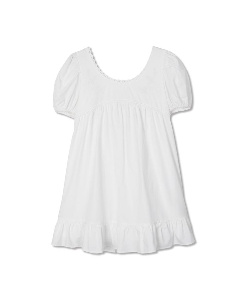 Michikoleondeonkosino Puff Sleeve Ribbon Mini Dress White