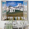 Scenery Outside the Window Tapestry Wall Hanging Sandy Beach Picnic Rug Camping Landscape Tapestries Pad Home Decor Wall Cloth