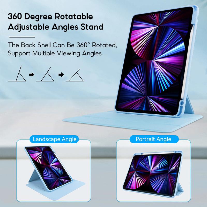360° Rotation Case For iPad 11 A16 11th Gen A3354 11in PU Stand Smart Cover For iPad 10th 10.9 Fund Pencil Slot Holder