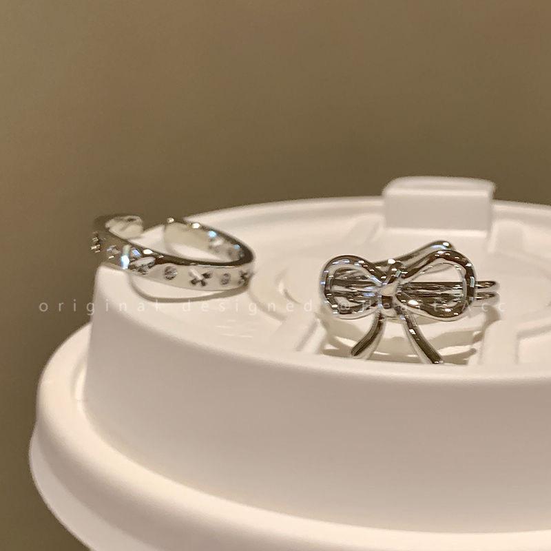 Irregular Bow Minimalist Women's Ring - Luxury Cold Style Open Design for Couples
