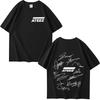 Camiseta ATEEZ World Tour com Assinaturas dos Membros da Banda e Estampa Geométrica nas Costas masculina feminina Verão Unisex tops