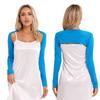Womens Long Sleeve Open Front Cardigan Stretchy Yoga Dance Bolero Shrug Solid Crop Top