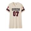 Women's V Neck Short Sleeve T Shirt Dress Loose Fit Streetwear Mini Dress With Queen 07 Letter Number Print For Casual Daily