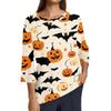 Women's Fashion Casual Three-quarter Sleeve Halloween Printed Round Neck Top