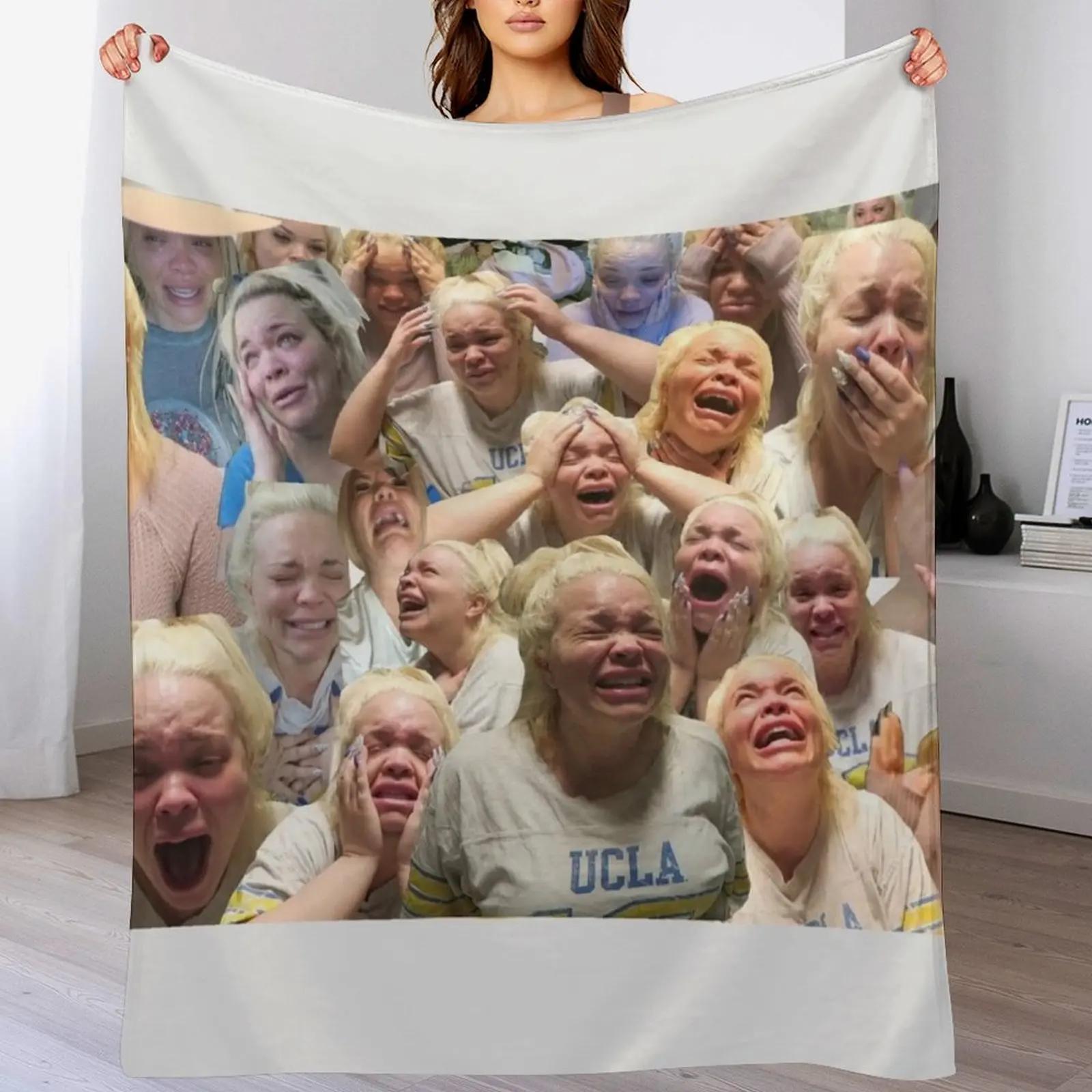 Creative Homewares Unisex White Trisha Paytas Crying Throw Blanket Soft Solid Color Blanket For Couch Bed