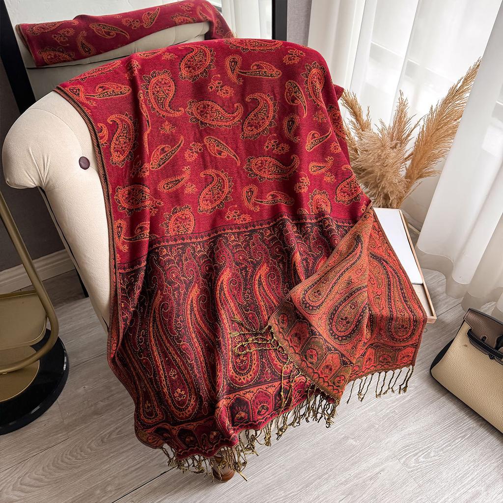 Autumn and Winter Printed Cashew Scarf Air Conditioner Shawl Scarf Imitation Cashmere Warm Fashion Elegant Long Scarf Women