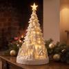 Desktop Decorative Tree LED Light Up Snowy Christmas Tabletop Decoration, Mini Night Festive Room Decoration Light, Indoor Holiday for Living
