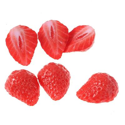 Home Decor Plastic Artificial Strawberry Blocks Red 1.65Inch Fruit Decorations Fake Strawberry Photography Props