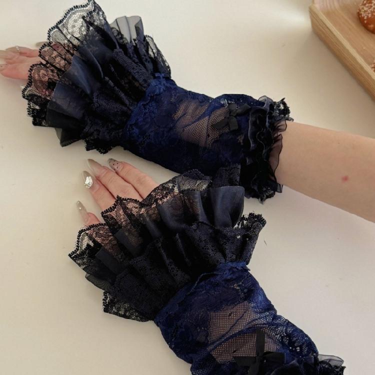 Delicate Rhinestones Embroidered Gloves Soft Nylon Arm Sleeves For Daily Fashion Evening Event