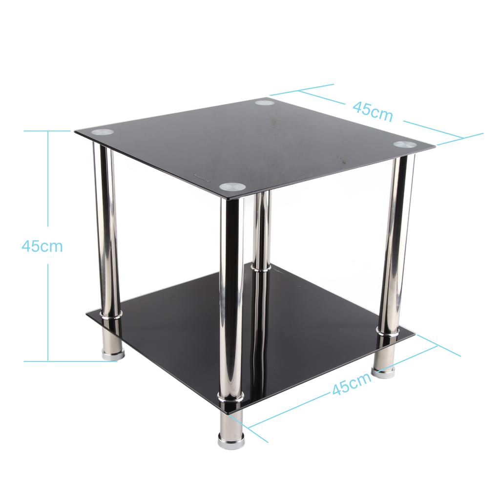 Black Glass Chrome Legs Coffee Side Coffee Lamp End Table