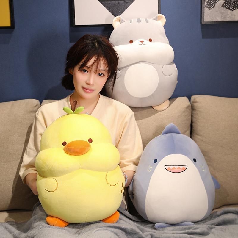 Yellow Duck Shark Plush Toy Girl Can Intervene Warm Hand Cover Soft Cute Hamster Pillow Blanket Lunch Break Air Conditioner Blanket