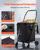 Shopping Cart, Folding Grocery Utility Cart with Dual Baskets, Waterproof Liner & Wheels, 45 KG Large Load Capacity, Heavy Duty Laundry Basket for