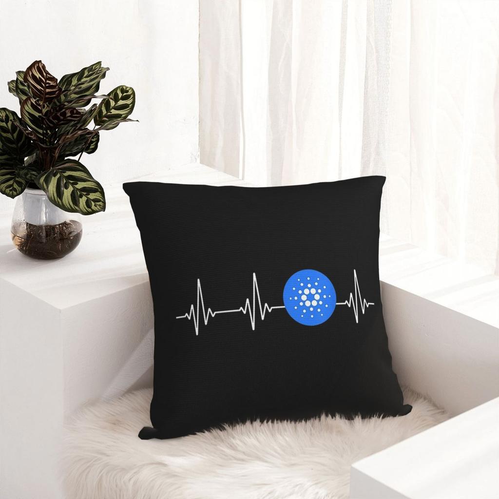 ADA Crypto Coin Heartbeat For Cardano Square Pillowcase Cushion Cover Pillow Case Throw Pillow Cover for Home Sofa Living Room
