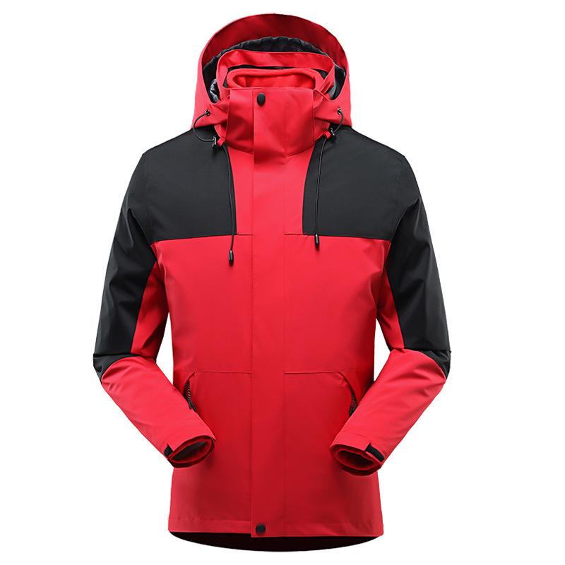 Men's and Women's Outdoor Windproof Waterproof Two-Piece Detachable Ski Suit, Three-in-One for Mountaineering