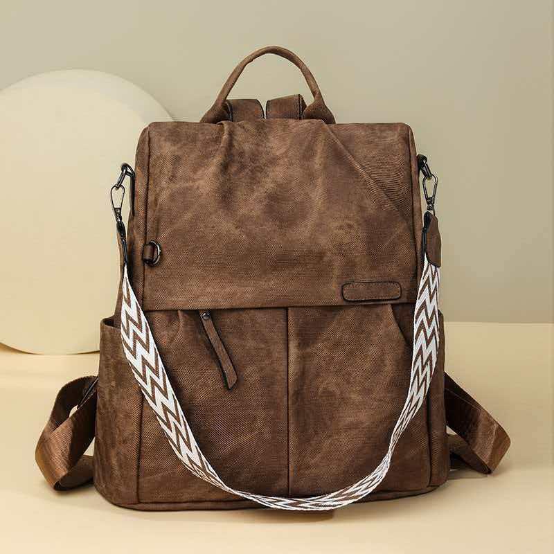 

Backpacks Women s Korean Style All-matching Tote Bags Soft Leather Large Capacity Commuting High-end Backpack 30x13x33 коричневий