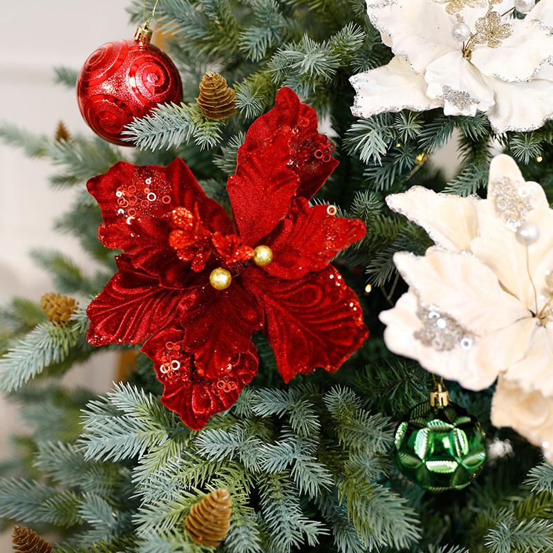 Flower Christmas Faux With Glittering Design For Holiday Decoration Interior