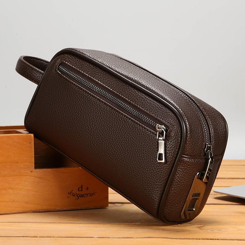 Men's Handbag High Quality Large Capacity Business Leisure Handbag Soft Leather Multi Pocket Handbag for Men
